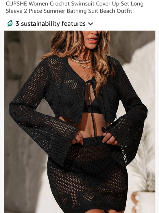 Cupshe Other - Cupshe Black Crochet Two-Piece Swim Cover Up Set